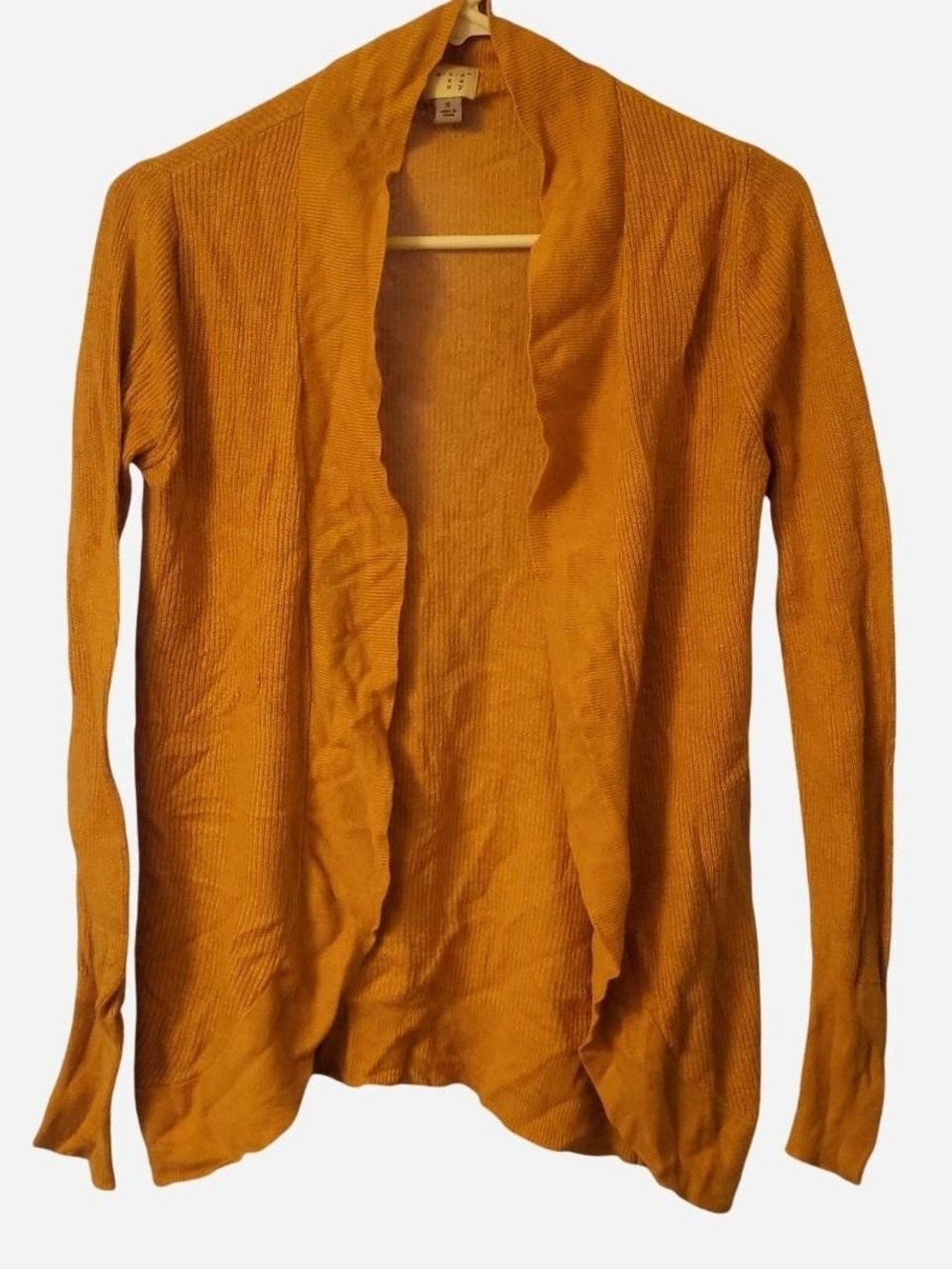 Mustard Open-Front Lightweight Cardigan